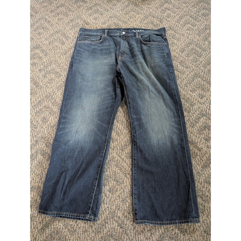 Gap 1969 Mens Loose Fit Jeans 40x30 Dark Wash Blue 100% Cotton Denim Wide Leg